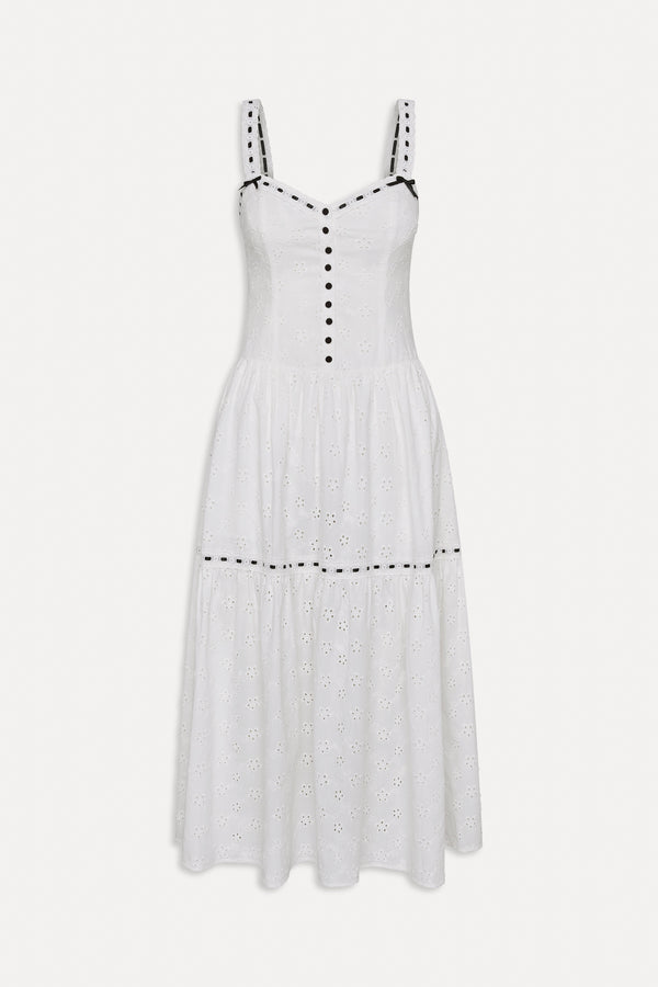 Frankies Bikinis X BELLA HADID Bishop Eyelet Maxi Dress Salt Air Eyelet