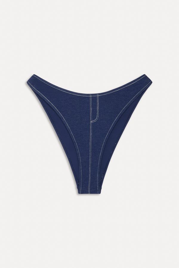 Frankies Bikinis X BELLA HADID Blue Bikini Bottom Summer Denim