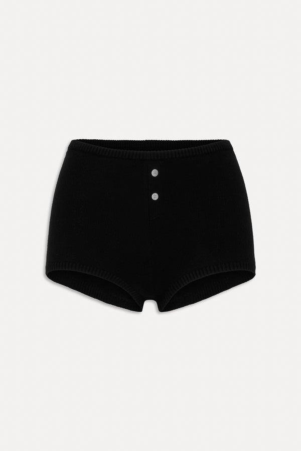 Frankies Bikinis X BELLA HADID Bradley Knit Booty Shorts Lone Star Black