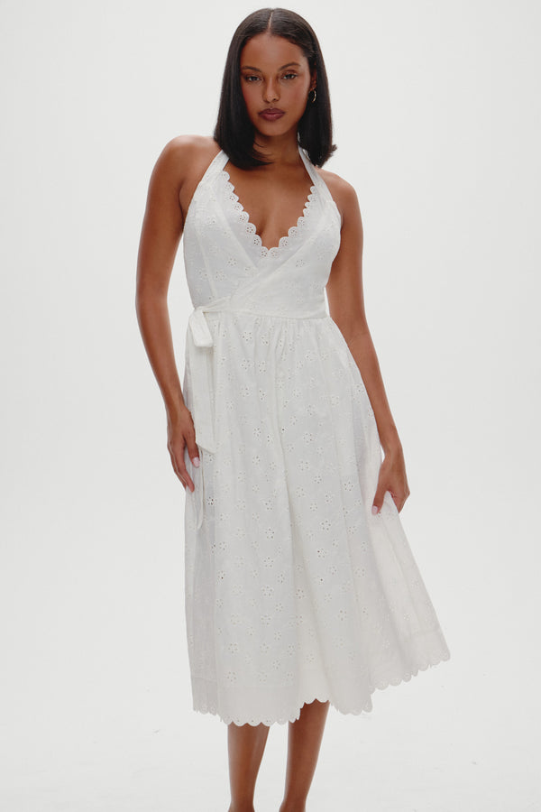 Frankies Bikinis X BELLA HADID Fort Worth Fairy Midi Dress Salt Air Eyelet