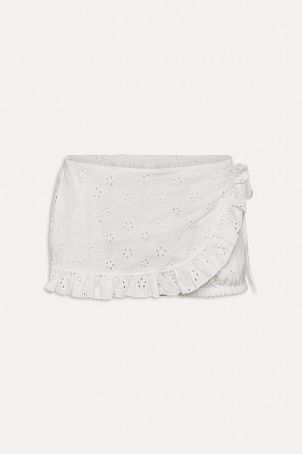 Frankies Bikinis X BELLA HADID Little Miss Mini Shorts Salt Air Eyelet