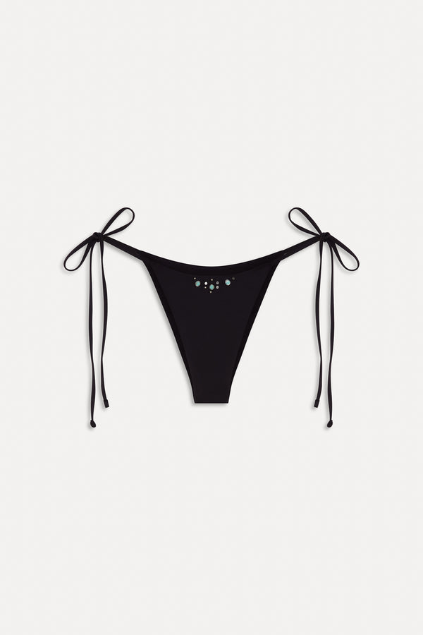Frankies Bikinis X BELLA HADID Mackenzie String Bikini Bottom Lone Star Black
