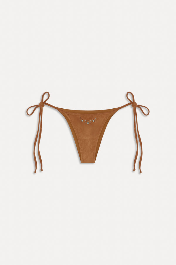 Frankies Bikinis X BELLA HADID Mackenzie Suede String Bikini Bottom Sunkissed Suede