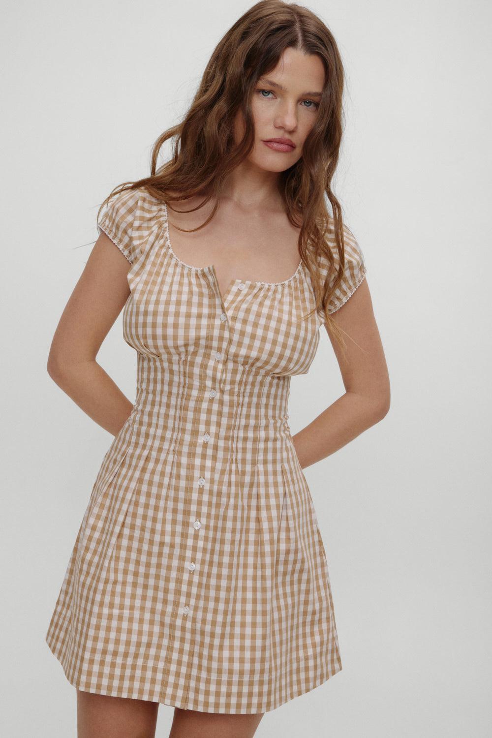 frankies bikinis x BELLA HADID Mustang Mini Dress Rodeo Gingham