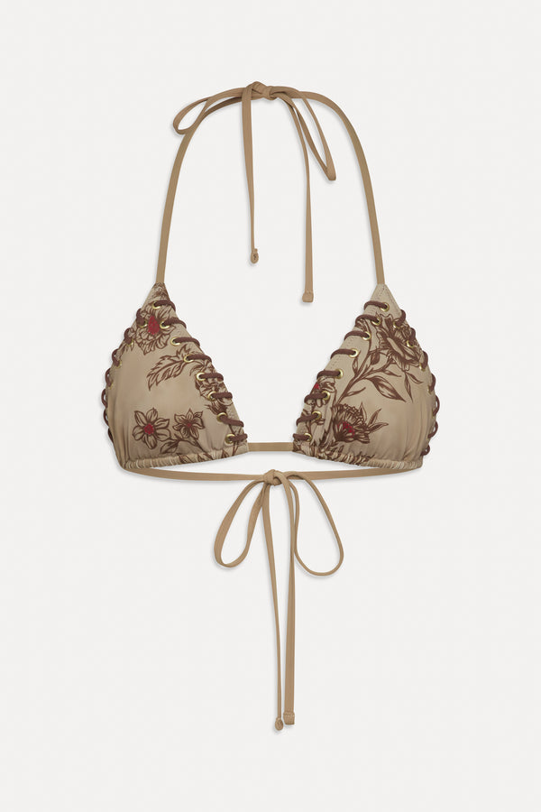 Frankies Bikinis X BELLA HADID Nick Triangle Bikini Top Desert Rose