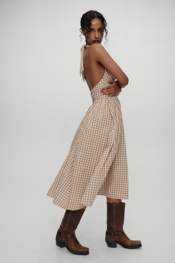 Frankies Bikinis X BELLA HADID Prairie Midi Dress Rodeo Gingham