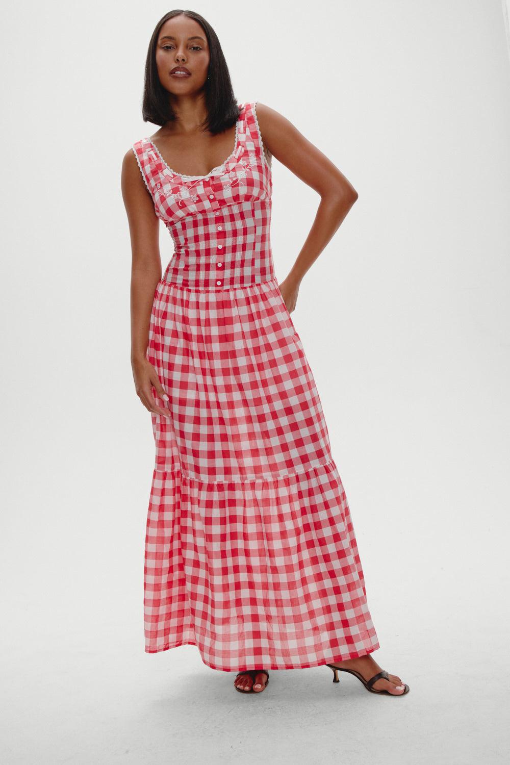 frankies bikinis x BELLA HADID Southern Belle Midi Dress Malibu Picnic