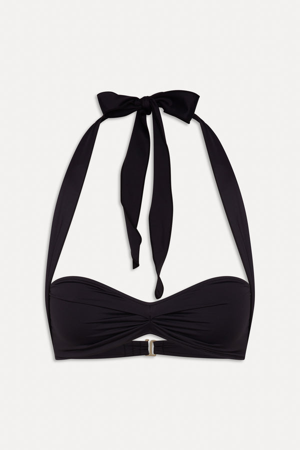 Frankies Bikinis X BELLA HADID Sunday Halter Bikini Top Black