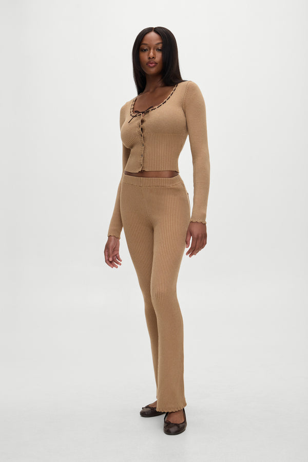 Frankies Bikinis X BELLA HADID Texas Knit Cardigan Caramel