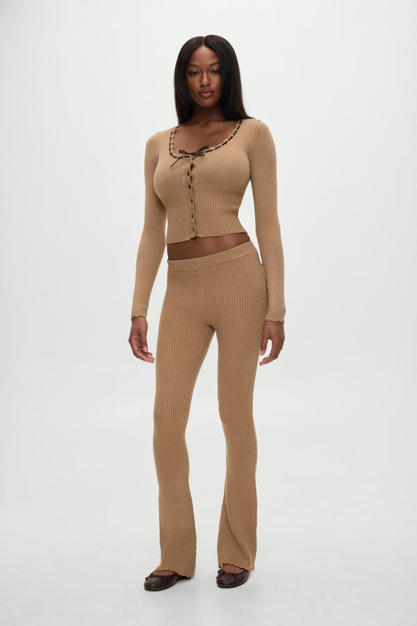 Frankies Bikinis X BELLA HADID Texas Knit Pants Caramel