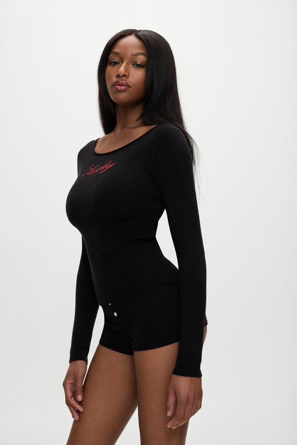 Frankies Bikinis X BELLA HADID Theo Knit Sweater Lone Star Black