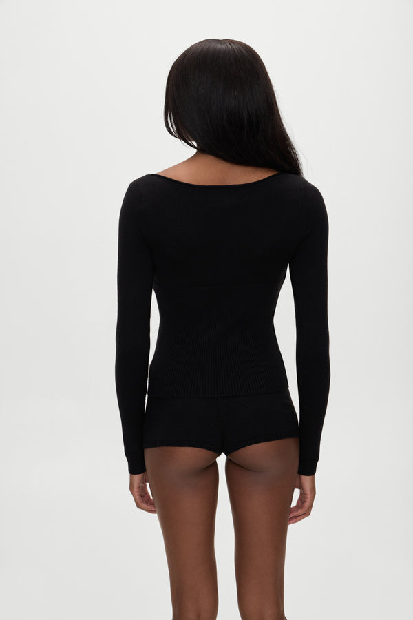 Frankies Bikinis X BELLA HADID Theo Knit Sweater Lone Star Black