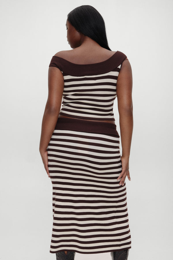 Frankies Bikinis X BELLA HADID Tucker Knit Top Cowboy Stripe