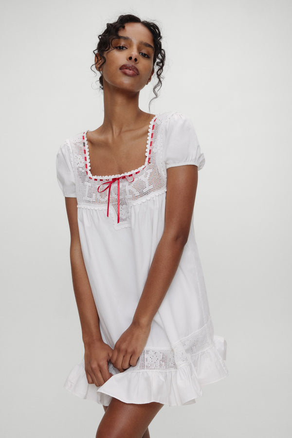 Frankies Bikinis X BELLA HADID Western Poplin Mini Dress White