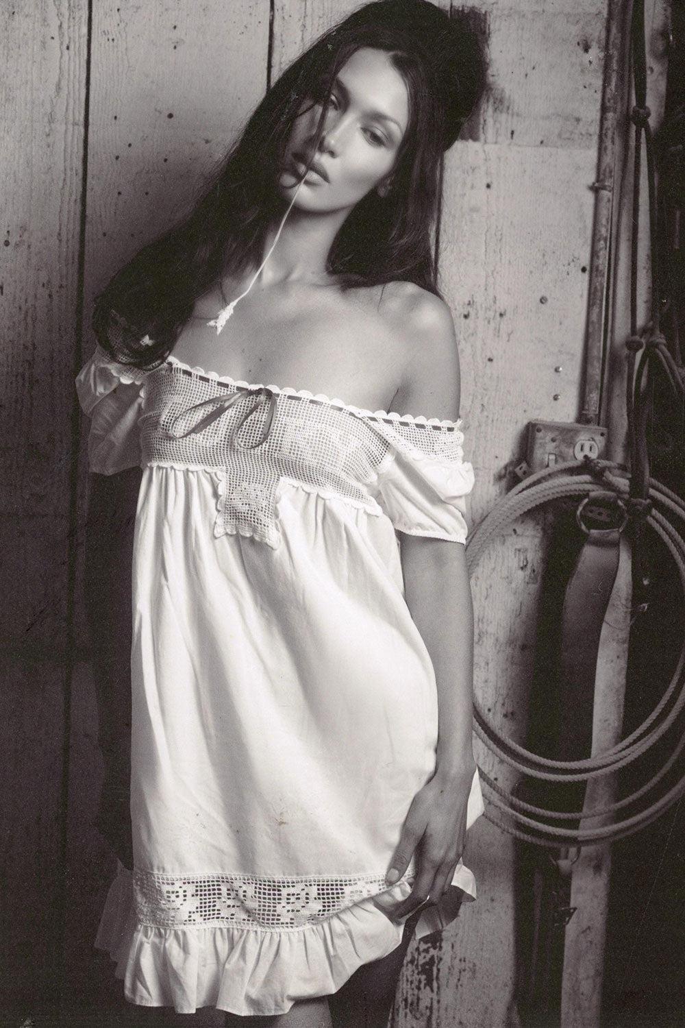 frankies bikinis x BELLA HADID Western Poplin Mini Dress White