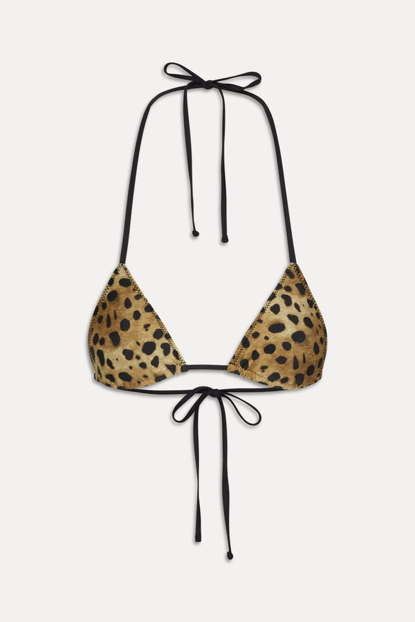 Frankies Bikinis X Khy Nick Triangle Bikini Top Lacey Leopard