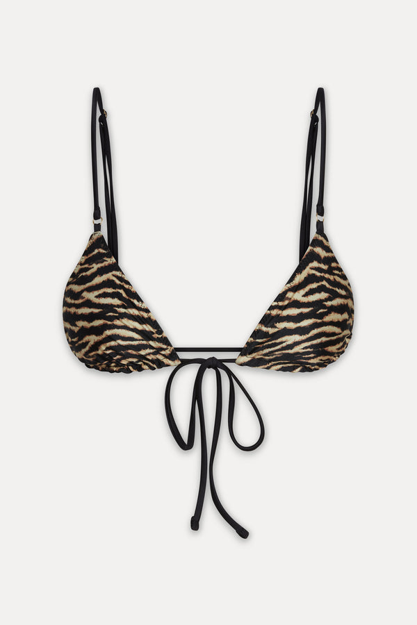 Frankies Bikinis X Réalisation Par Lila Triangle Bikini Top Vintage Tiger