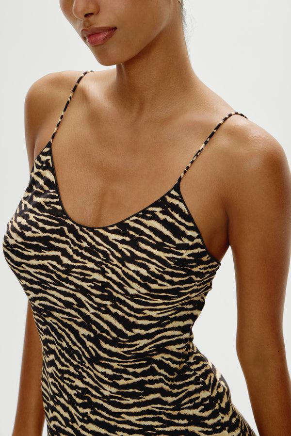 Frankies Bikinis X Réalisation Par Luz Mini Slip Dress Vintage Tiger