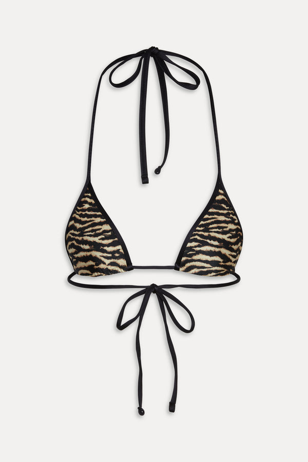 Frankies Bikinis X Réalisation Par Paradise Halter Bikini Top Vintage Tiger