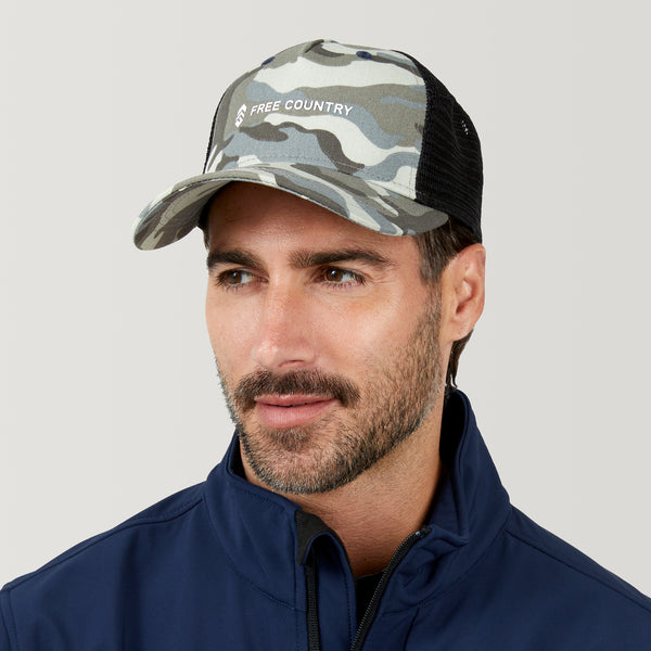 Free Country Free Country Five Panel Camo Trucker Hat Khaki Camo/Cream