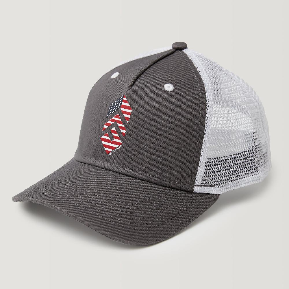 free country Free Country Five Panel Cotton Twill Trucker Hat Deep Charcoal