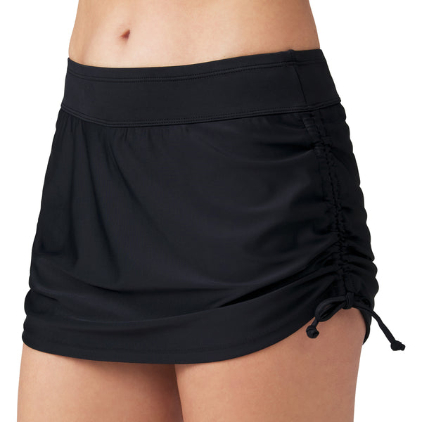 Free Country Women's Side Shirred Swim Skirt Black
