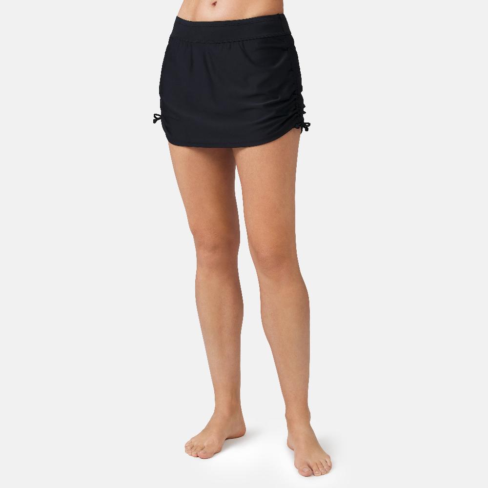 free country Women's Side Shirred Swim Skirt Black