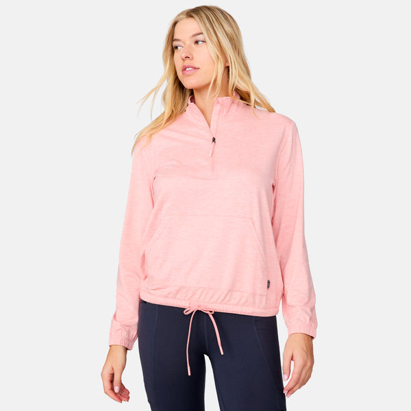 Free Country Women's Cloud Knit Half Zip Pullover Carnation