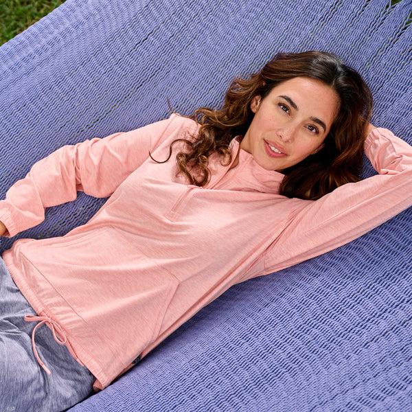 Free Country Women's Cloud Knit Half Zip Pullover Carnation