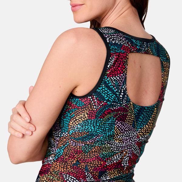 Free Country Women's Fresco Full Side Shirring Tankini Top Black Fresco