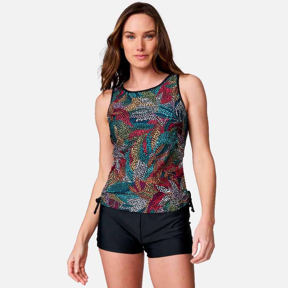 free country Women's Fresco Full Side Shirring Tankini Top Black Fresco free country Women's Fresco Full Side Shirring Tankini Top Black Fresco