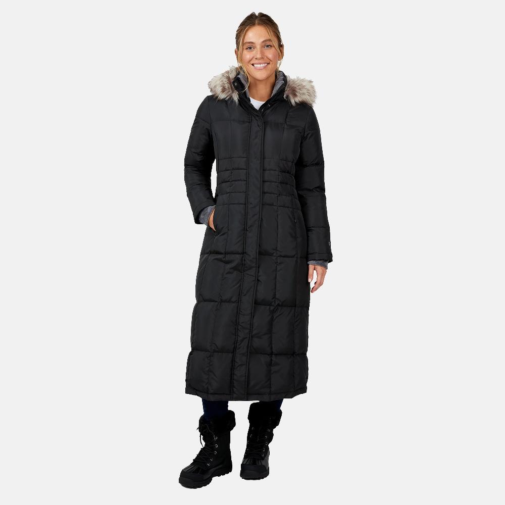 free country Women's Full Length Splendor Down Jacket Black