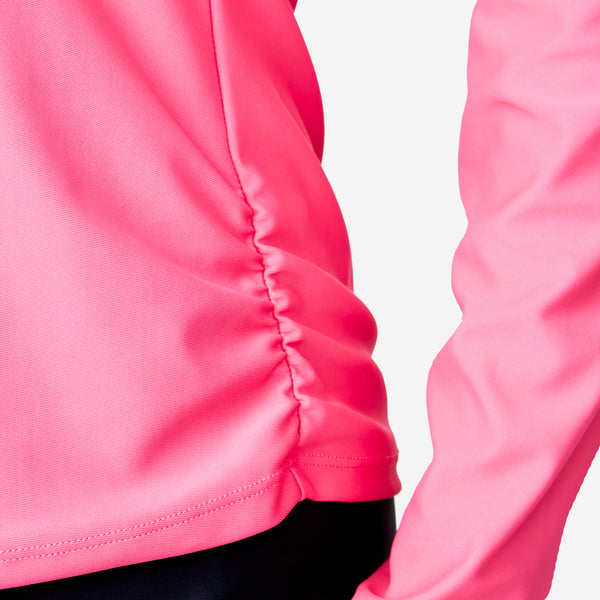 Free Country Women's Long Sleeve Zip Swim Shirt With Built-in Bra Coral