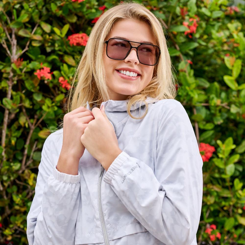 free country Women's Outland Windshear Jacket Silver Chip Floral Bliss