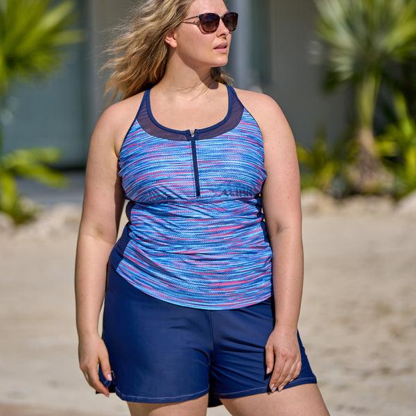 Free Country Women's Plus Size Drawstring Swim Short Marine
