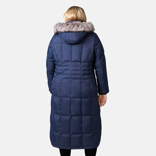 Free Country Women's Plus Size Full Length Splendor Down Jacket Navy
