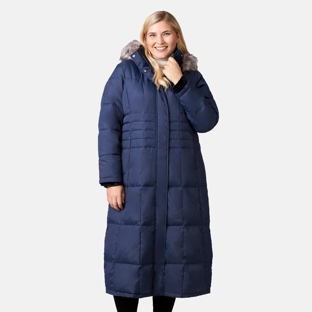 free country Women's Plus Size Full Length Splendor Down Jacket Navy