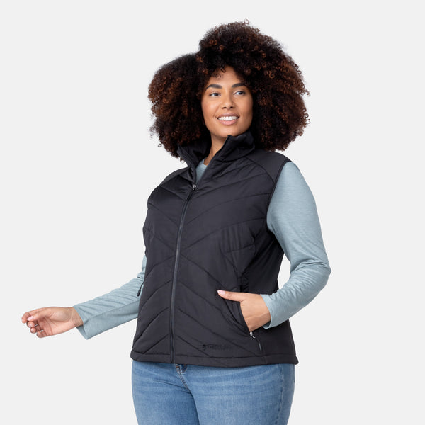 Free Country Women's Plus Size Quilted Hybrid Vest Black
