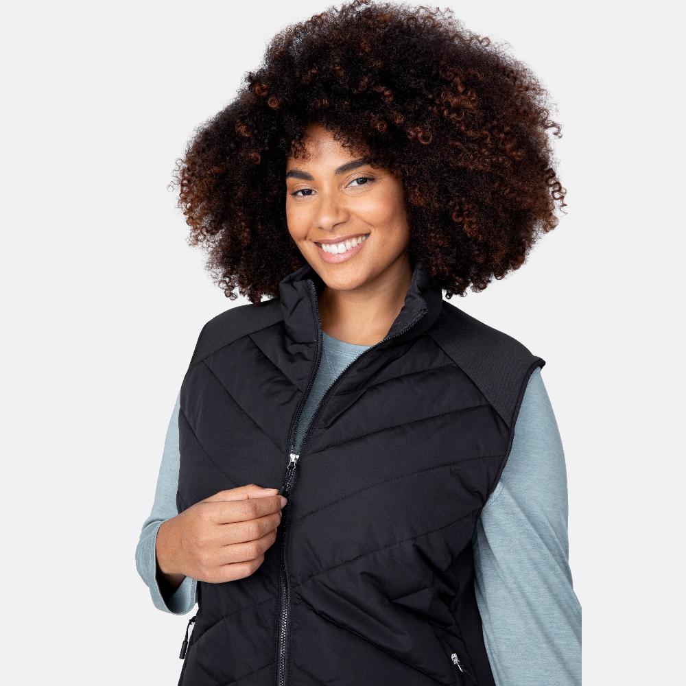 free country Women's Plus Size Quilted Hybrid Vest Black