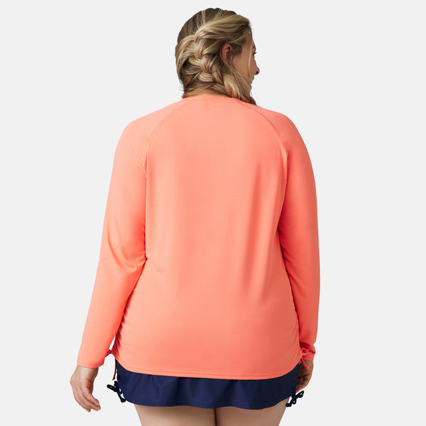 Free Country Women's Plus Size SunFree Quarter Zip UPF Sunshirt Papaya