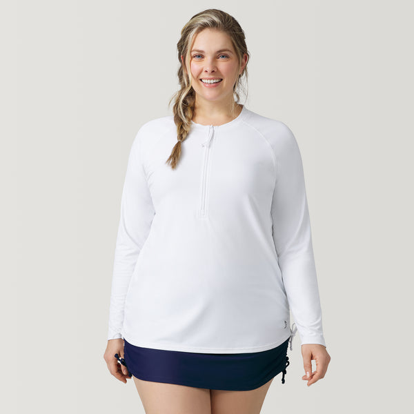 Free Country Women's Plus Size SunFree Quarter Zip UPF Sunshirt Papaya