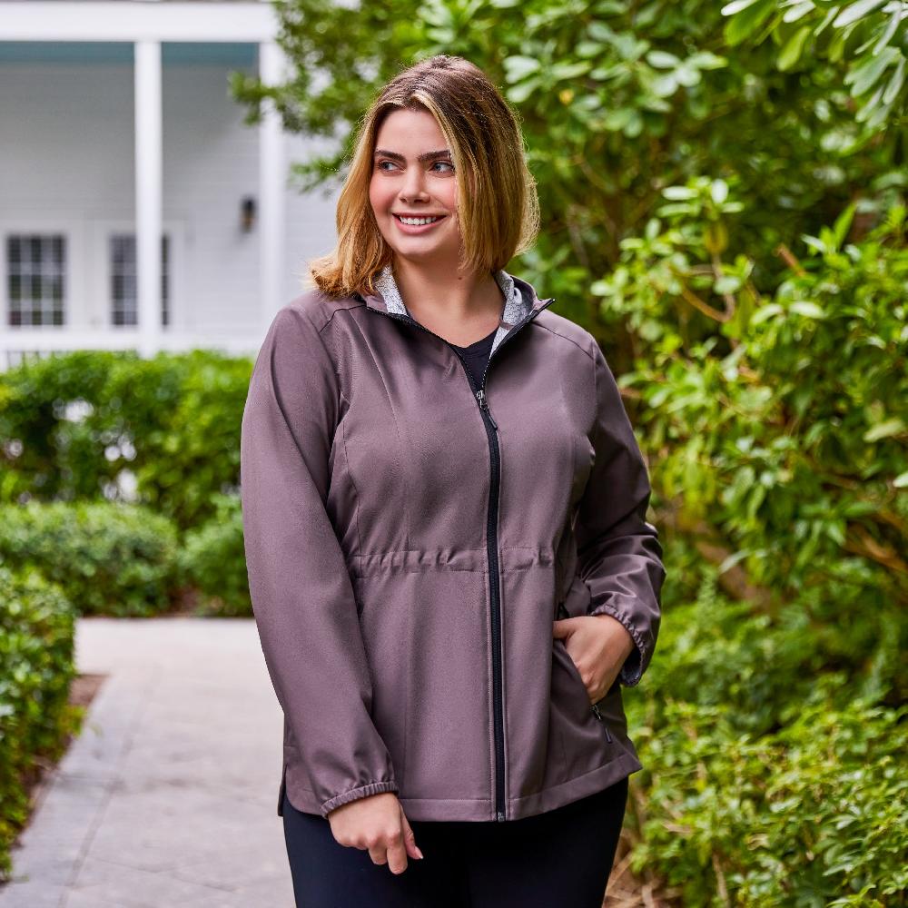 free country Women's Plus Size X2O Anorak Rain Jacket Driftwood