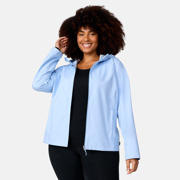 Free Country Women's Plus Size X2O Packable Rain Jacket Cloud