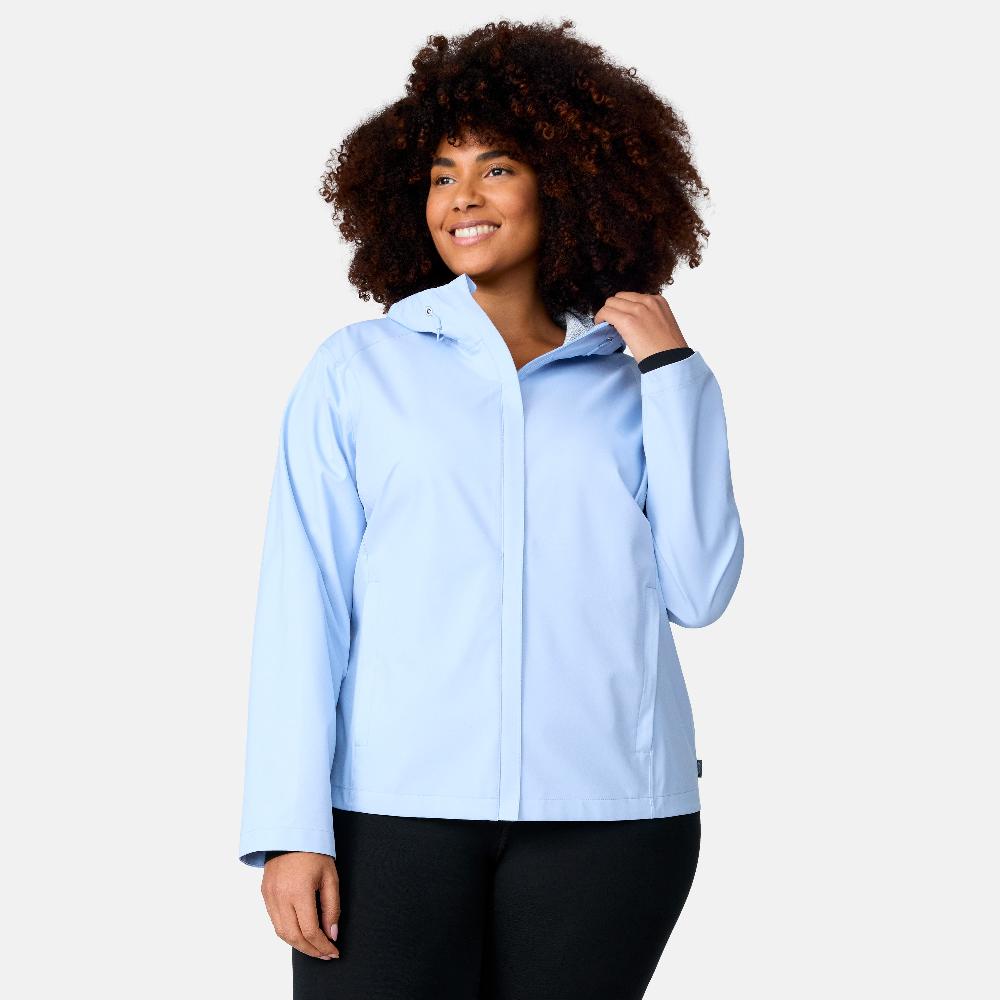 free country Women's Plus Size X2O Packable Rain Jacket Cloud