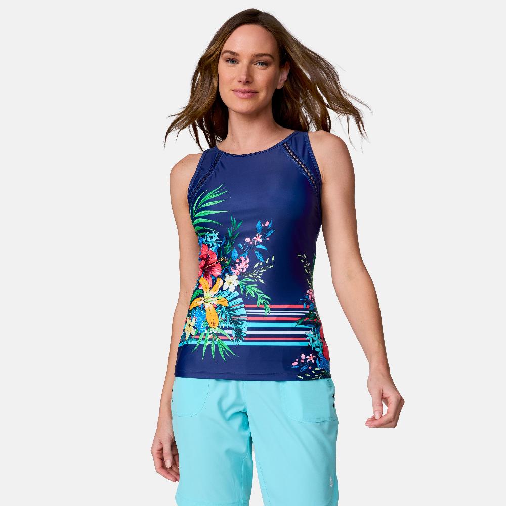 free country Women's Seashore Blossom High Neck Tankini Top Marine Seashore Blossom