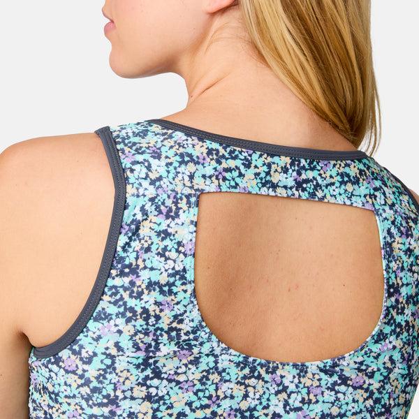 Free Country Women's Seaside Petals Full Side Shirring Tankini Top Aruba Seaside Petals