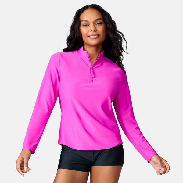 Free Country Women's Sun Breeze 1/2 Zip Sunshirt Magenta