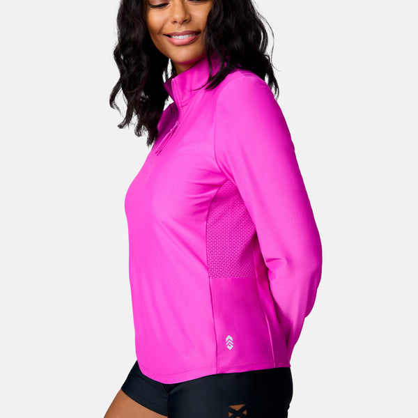 Free Country Women's Sun Breeze 1/2 Zip Sunshirt Magenta