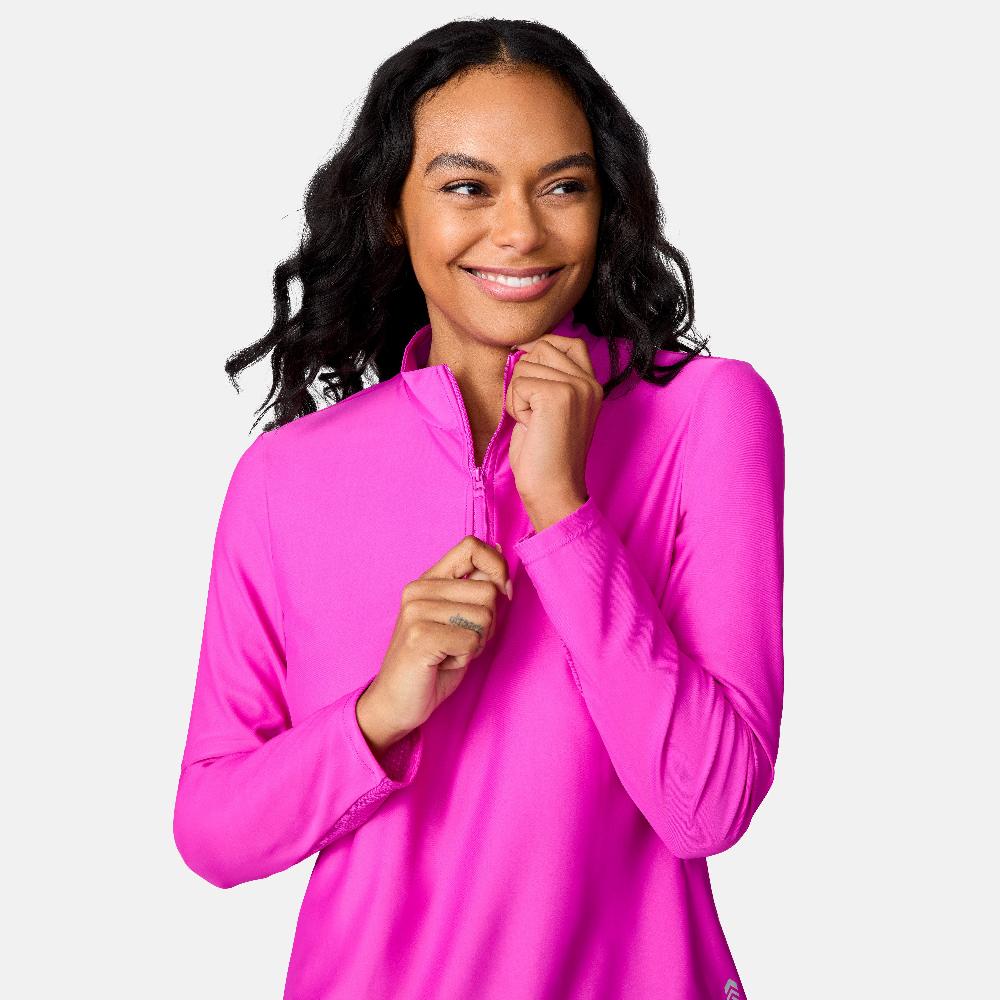 free country Women's Sun Breeze 1/2 Zip Sunshirt Magenta