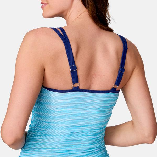 Free Country Women's Textured Stripe Double Strap Tankini Top Aquatopia Textured Stripe